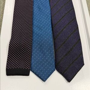 Designer Men's Winter Tie Set - Black, Blue, Purple